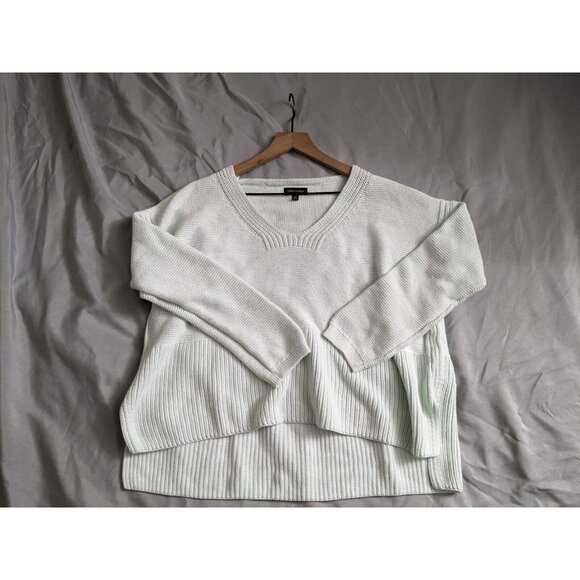 Lord & Taylor Sweater Green Ribbed Neck 100% Cotton Womens Size L - Picture 1 of 7